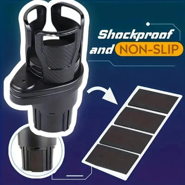 360° Rotating Dual Car Cup Holder & Phone Mount - InspiredGrabs.com